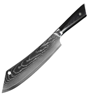 * VG10 Hidden Tang - Wave Pattern - 9.5" Chef / Cleaver - VG10 Damascus  - A