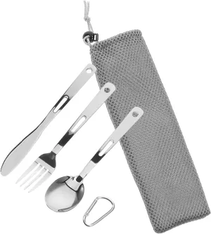1 Set Portable Camping Utensil Silverware with Cutter Fork Spoon Lightweight Travel Cutlery for Hiking and Outdoor Dining