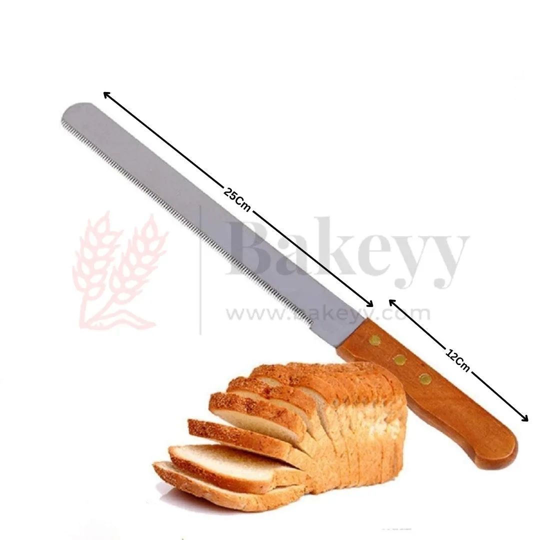 10 Inch| Bread Knife | Wide Teeth Wooden Handle | Stainless Steel | 1 Piece