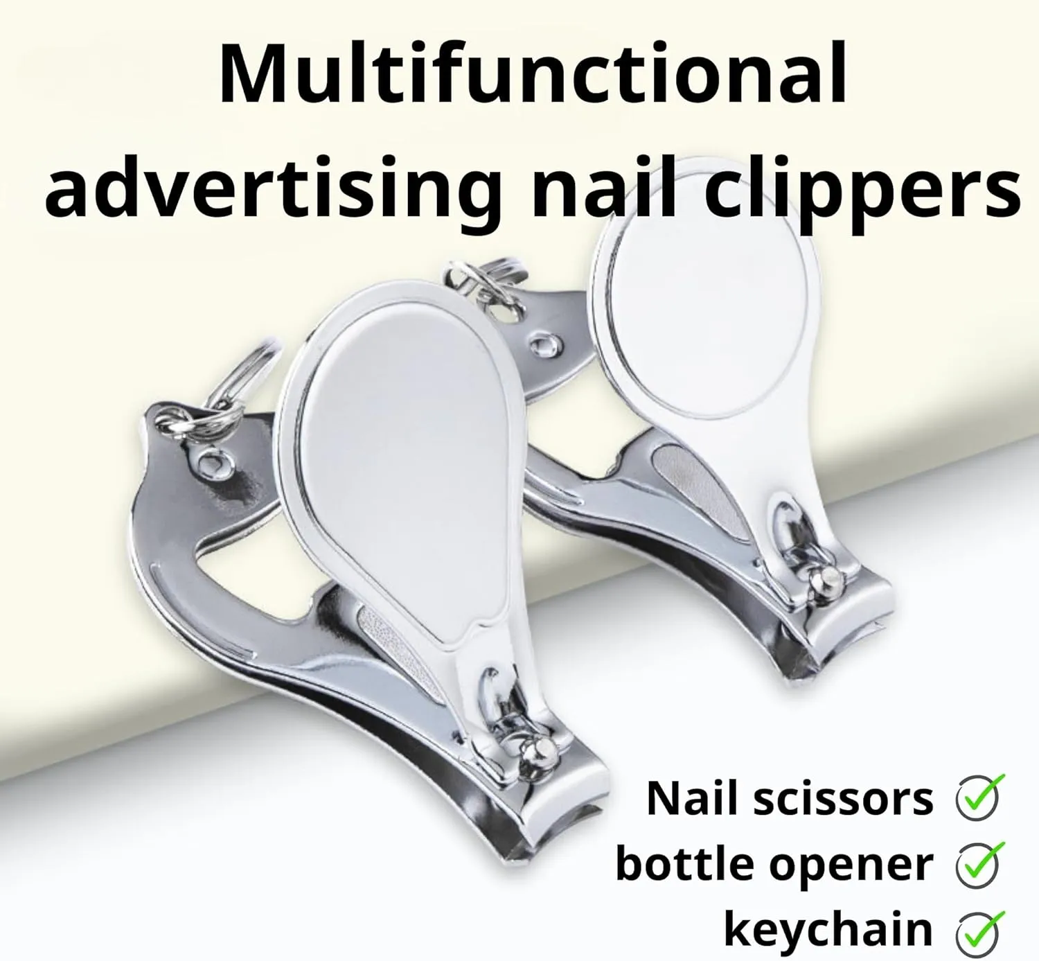 100 PCSBottle Opener Nail Clipper Keychain Versatile Durable, Personalized Color Resin LOGO Image Text or Engraved, Private Customized Party Wedding Christmas Favors Brewery Promotional Items