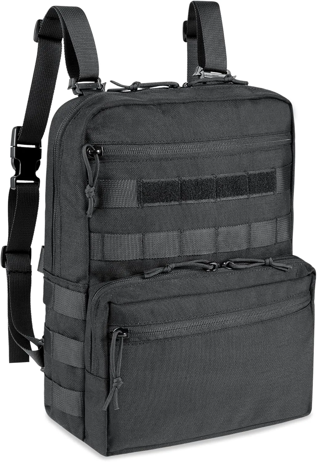 1000D Nylon Mil-Spec Tactical Hydration Backpack with MOLLE, Hook and Loop, Multi-Purpose Suitable for 3L Water Bladder, Easy Tactical Vest Mounting and Daily Shoulder Carry (Black Camo)