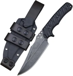 10.2" Tactics Fixed Blade Sharp Knife Sleipner Steel G10 Handle, Full Tang,Hunting Tool,Outdoor Bushcraft Knife,Camping EDC Tools,Gift Box,Kydex Sheaths (Black)
