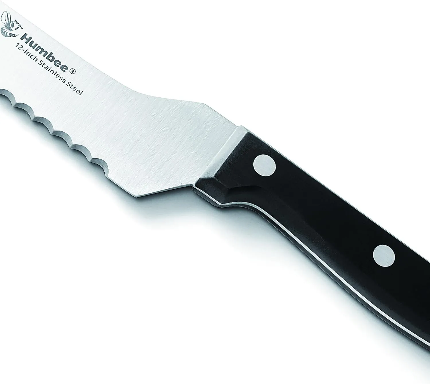 12 Inch Serrated Offset Bread Knife, Premium Stainless Steel Blade with Wave Edge, Full Tang Handle, Razor Sharp for Bread, Durable Professional Kitchen Knife, Black