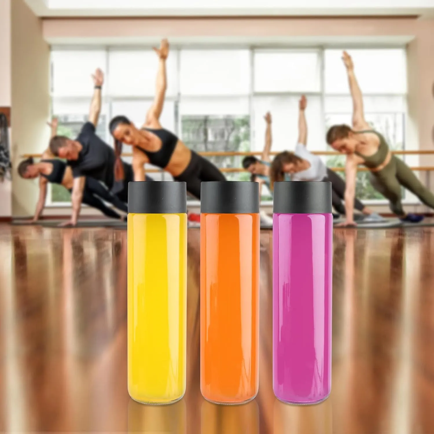 12 Pack 16oz Glass Water Bottles, 500ml Empty Glass Drink Bottles with Black Lids, Brush & Labels, Clear Reusable Juice Bottles for Juicing, Homemade Smoothies, Beverages