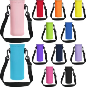 12 Pack Water Bottle Carrier Bag 25 oz Insulated Neoprene Bottle Sling Holder Case Pouch Cover with Adjustable Shoulder Strap Portable Water Bottle Coolie for Kids Adults Walking Hiking, 12 Colors