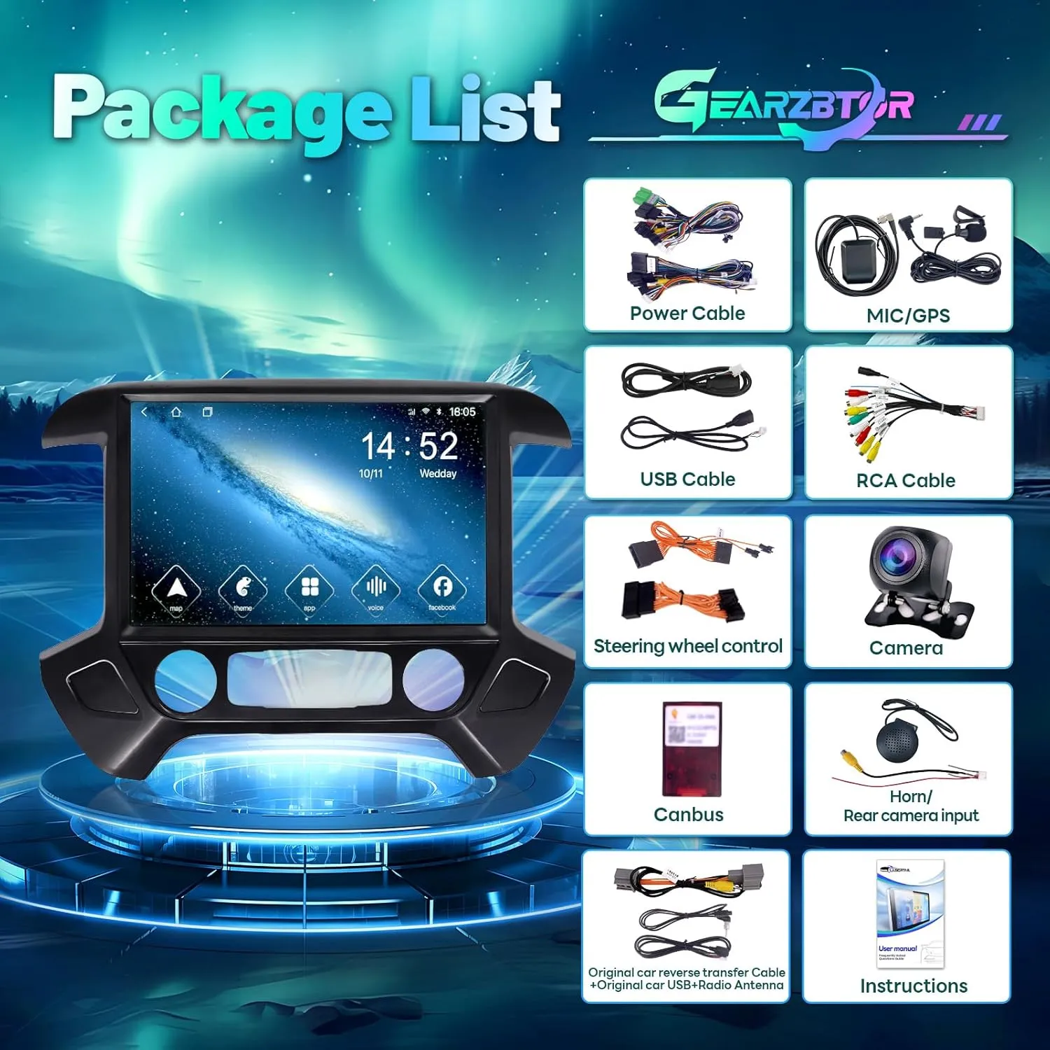 13.1 Inch 8 Core Car Radio for Chevy Silverado GMC Sierra 2014-2018 5Ghz WiFi IPS Touch Screen Silverado Stereo Wireless CarPlay Android Auto BT GPS FM/RDS Backup Camera MIC 4 64G,Black