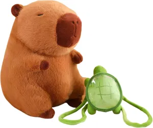 13.7 Inch Capybara Plush Toy with Turtle Backpack, Cute Animal Plush, Cute Doll for Kids, for Girls/Boys, Anxiety Stuffed Animal, Bedtime Huggable Companion