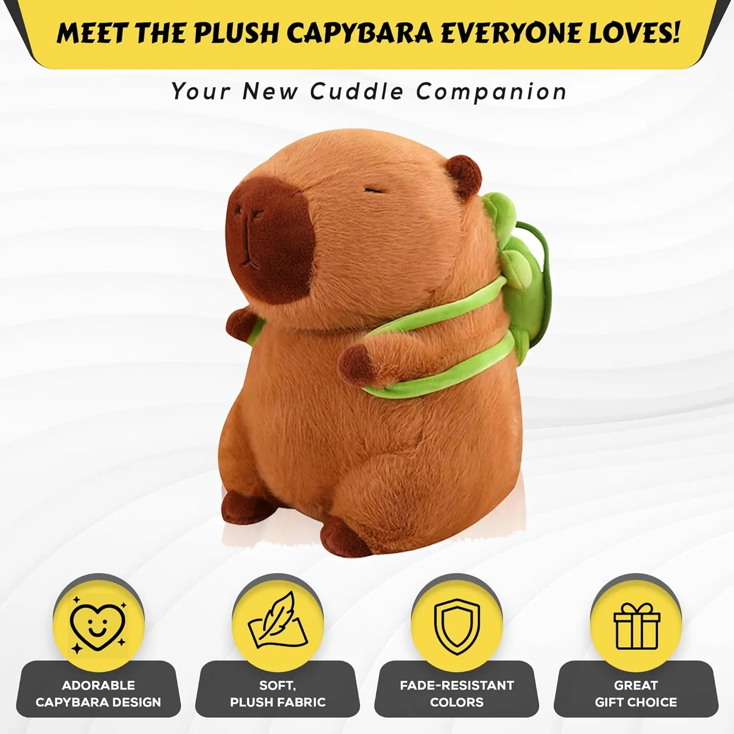 13.7 Inch Capybara Plush Toy with Turtle Backpack, Cute Animal Plush, Cute Doll for Kids, for Girls/Boys, Anxiety Stuffed Animal, Bedtime Huggable Companion