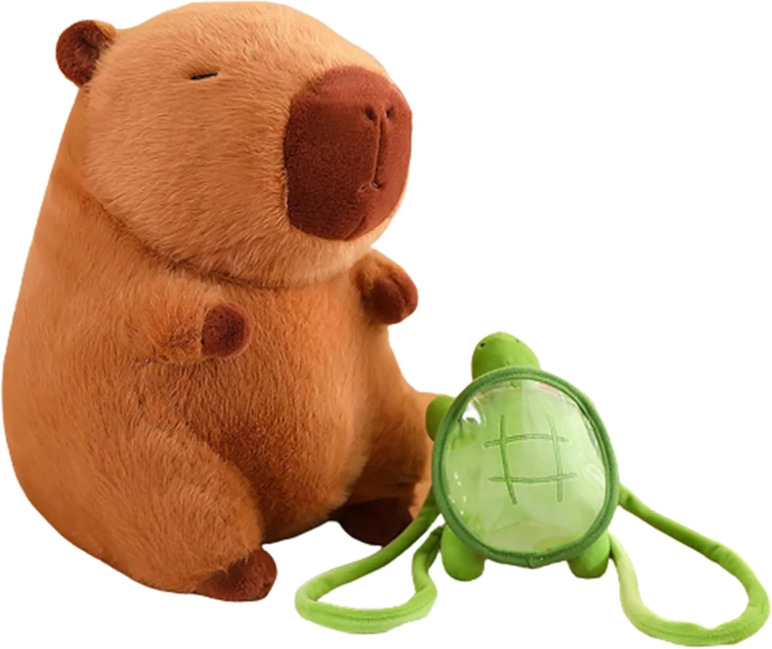 13.7 Inch Capybara Plush Toy with Turtle Backpack, Cute Animal Plush, Cute Doll for Kids, for Girls/Boys, Anxiety Stuffed Animal, Bedtime Huggable Companion