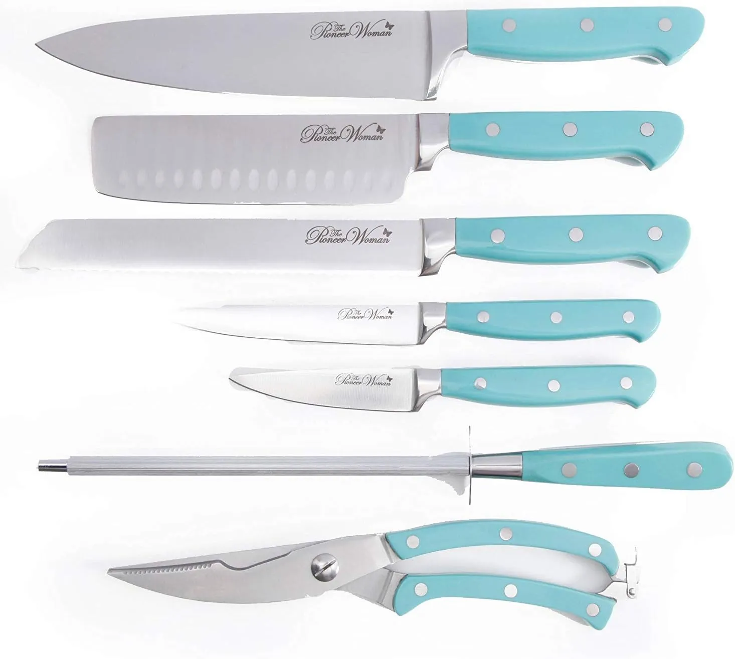 14-Piece ,TURQUOISE,The Pioneer Woman Cowboy Rustic Cutlery Set,
