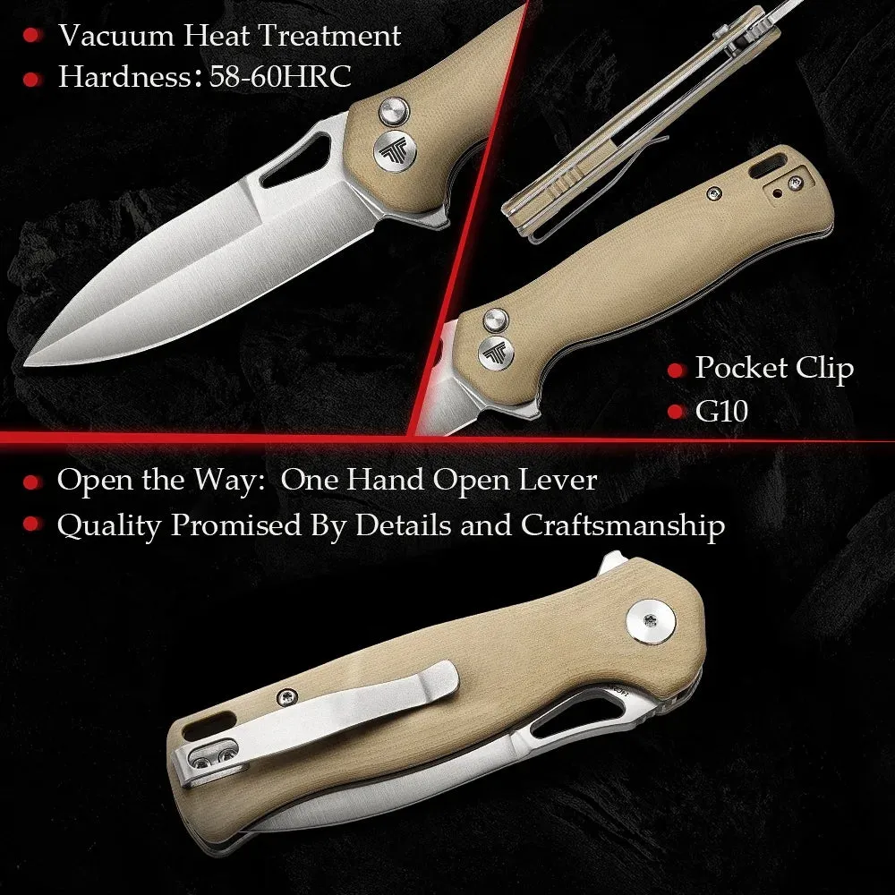 14C28N Blade Knife | G10 Handle | Folding with Clip