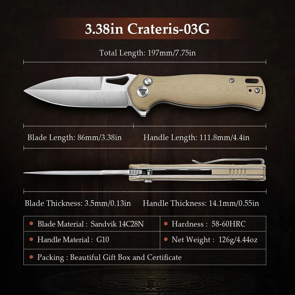 14C28N Blade Knife | G10 Handle | Folding with Clip