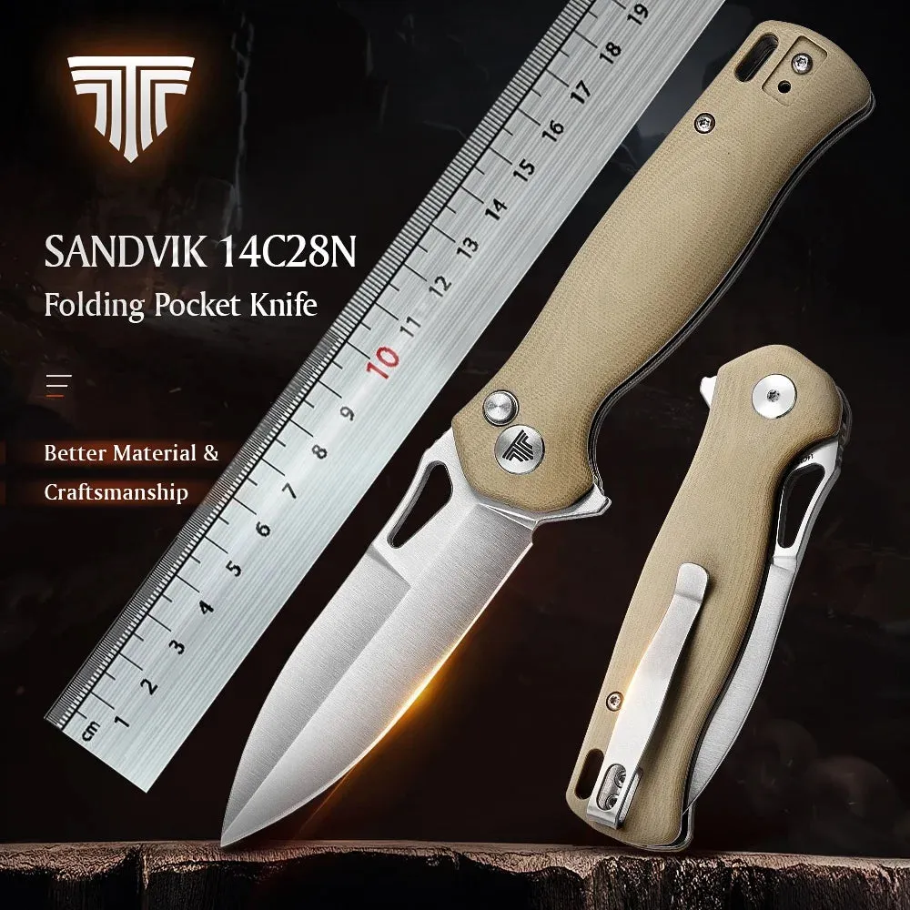 14C28N Blade Knife | G10 Handle | Folding with Clip