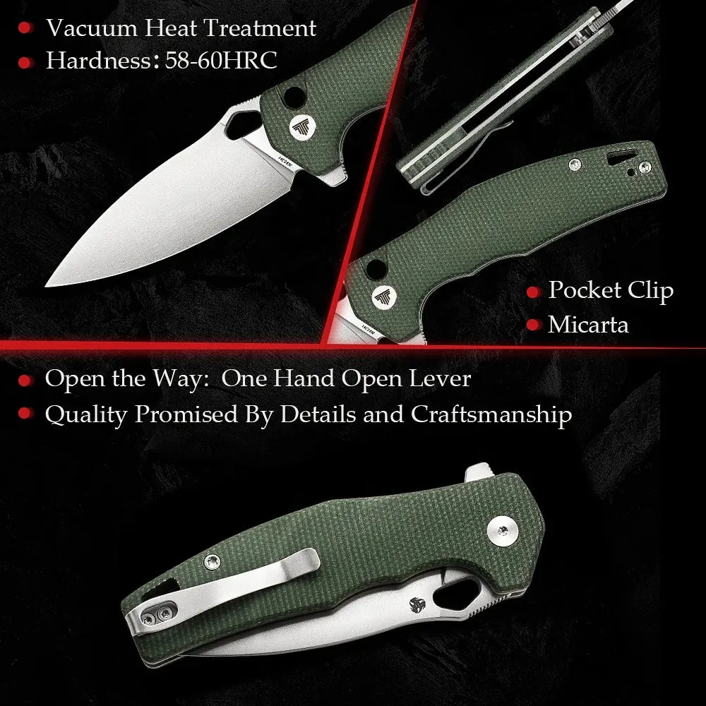 14C28N Steel Knife | Folding | Micarta Handle