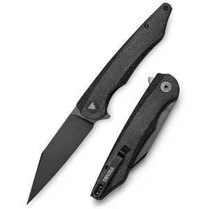 14C28N Stonwashed Blade Knife | Micarta Handle | Folding with Clip | 58-62HRC