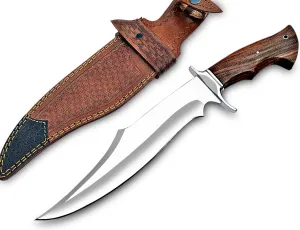 15.5” inches full tang handmade bowie knife. Fixed blade hunting knife, skinning knife, camping knife, bushcraft knife, everyday carry and outdoor tools with a Leather sheath.