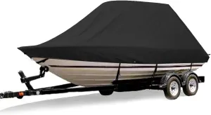18-28ft 600D Jumbos Cruiser Boat-Cover Heavy-Duty Oceansouth Marine Water Sun Proof UV Protection Fish-Ski VHull Mooring Cover(18-20FT)
