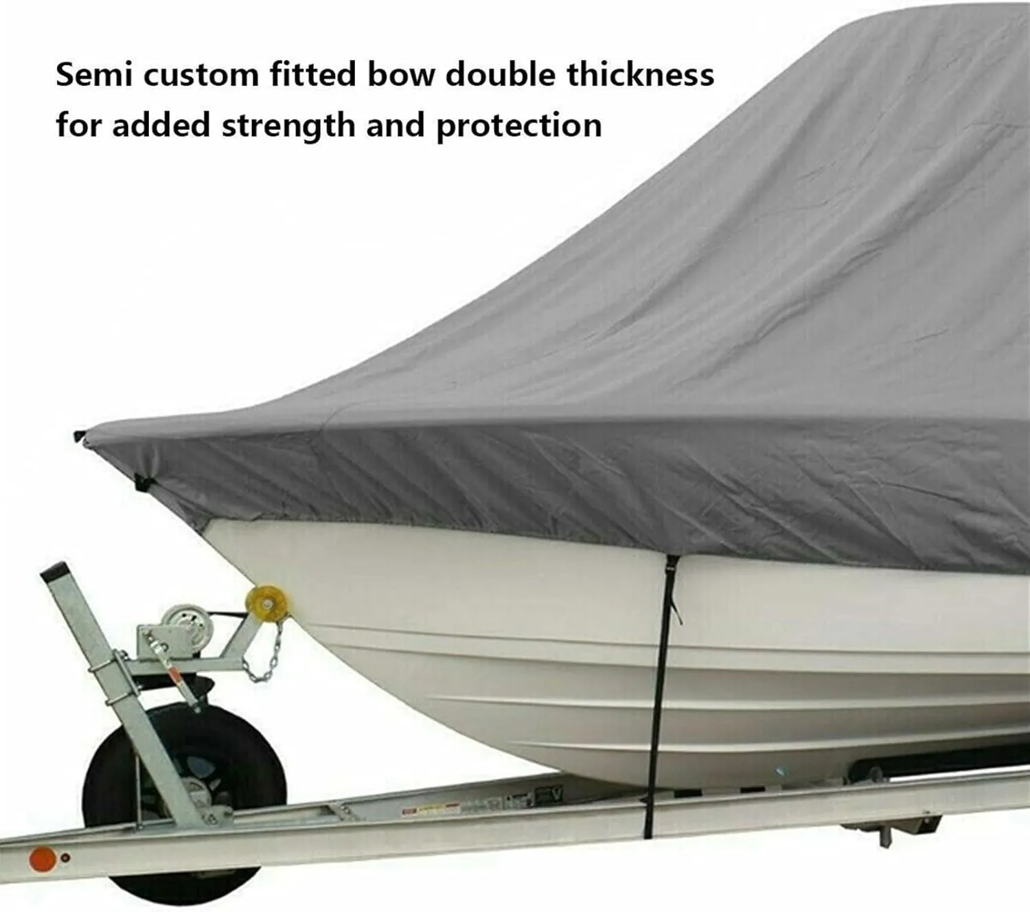 18-28ft 600D Jumbos Cruiser Boat-Cover Heavy-Duty Oceansouth Marine Water Sun Proof UV Protection Fish-Ski VHull Mooring Cover(Grey 18-20ft)