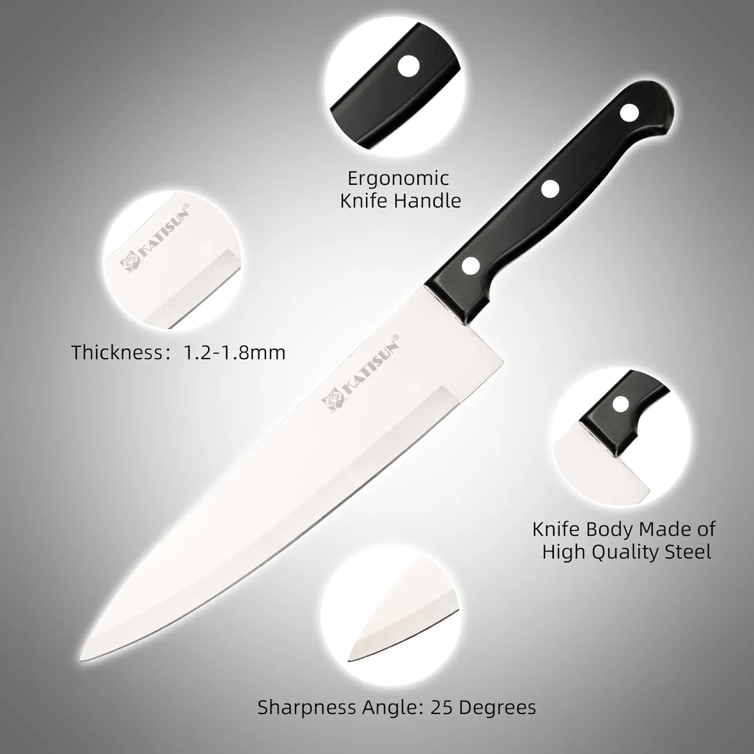19-Piece Knife Set, German Steel, Durable and Dishwasher Safe, Knife Sets for Kitchen with Block Sets with Built-in Sharpener for Chopping, Slicing, Dicing&Cutting