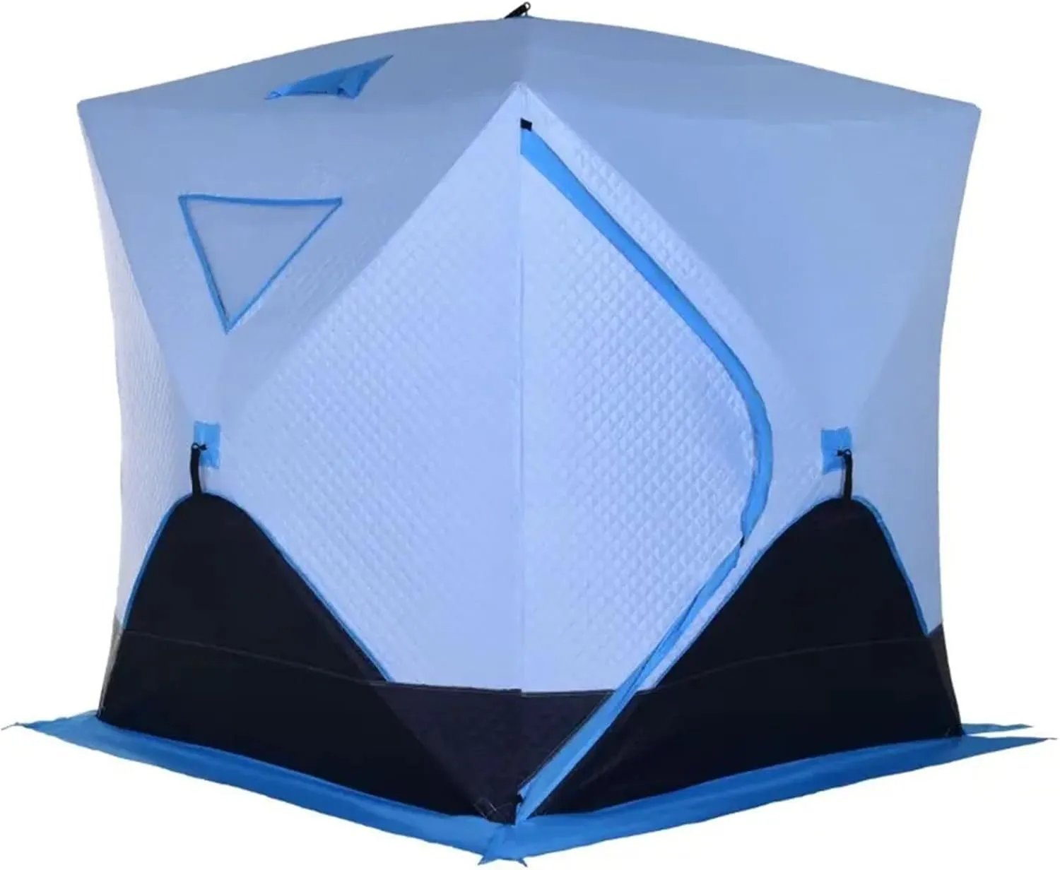 2-4 Person Ice Fishing Shelter Portable Insulated Ice Cube Tent for Ice Fishing Winter Fishing, Pop-up Ice Shanty with 8 Anchors (Blue 205 * 180 * 180cm)