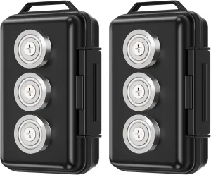 2 Pack Upgraded Magnetic Key Box, Hide A Key Magnetic Car Key Holder Key Hider with Faraday Bag, Waterproof Hidden Key Holder Car Key Case for Outdoor Travel, Magnetic Key Box for Under Car Vehicles