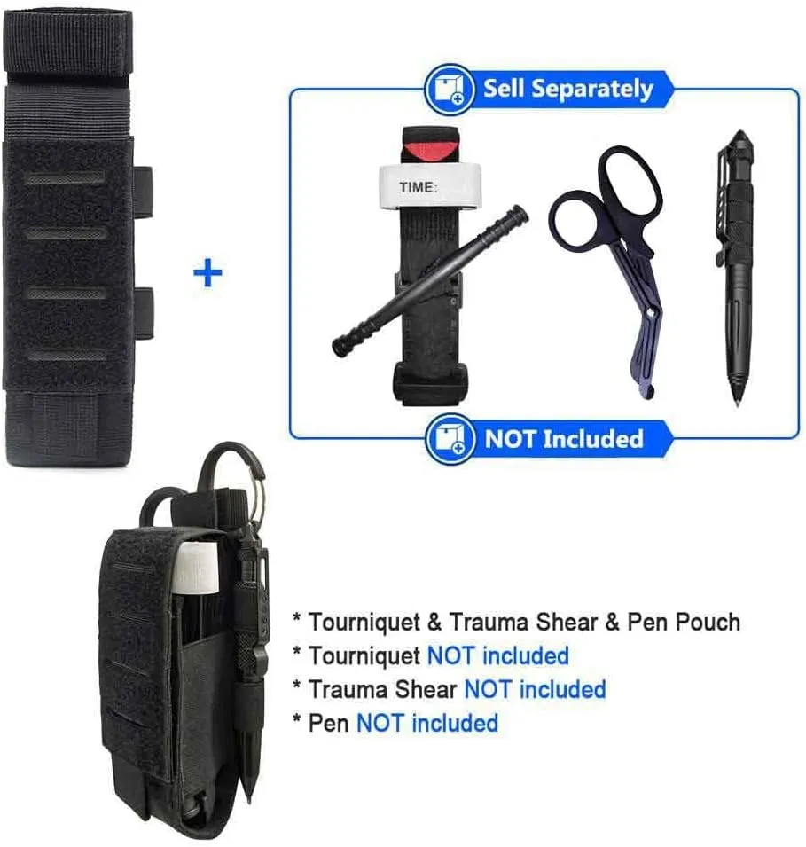 2 Piece Upgrade Laser Cut 1000D Molle Torniquet Pouch, Tactical Medical Tourniquet Pouch Holster