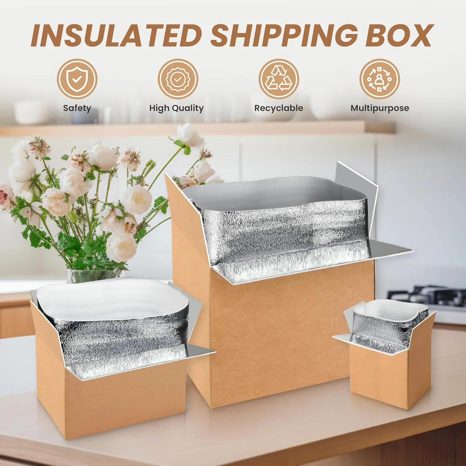 20 Pack Insulated Shipping Boxes with Aluminum Foil Liner,Thermal Insulation Cold Pack Shipping Boxes for Frozen, Reusable Styrofoam Cooler Box, Small Mailing Box, 6’’X5’’X9’’, New