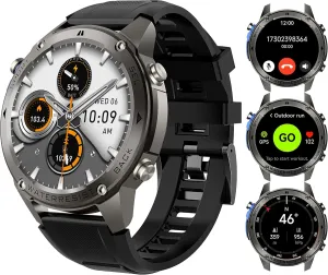 2024 GPS Smart Watch, 1.43” AMOLED Always-On Display, 50M Swimming Waterproof, 170  Sports Mode, 500mAh Battery, Make&Answer Call Smartwatch for Men Women, Fitness Watches for iOS and Android (Black)