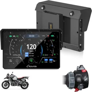 2025 CARPURIDE W502BS PRO for BMW Motorcycle CarPlay & Android Auto Dual Bluetooth, 5" Waterproof GPS Navigation Screen, Data Reading, Native Wonder, TPMS, Light Sensor, Music Sharing, Intercom