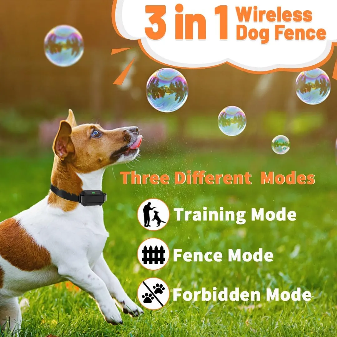 2025 Upgraded Wireless Dog Fence, Dog Training, No-Go Zone, 3-in-1 Precision Radar Electric fence for dogs, Coverage up to 1 Acre, Real-Time Distance Monitoring, Indoor & Outdoor, Medium & Large Dogs
