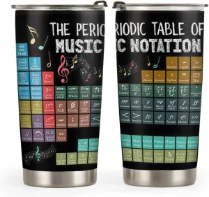 20oz Periodic Table of Music Notation Tumbler, Musician, Music Teacher Gifts, Coffee Thermos for Women, Stainless Steel Double Wall Vacuum Insulated Coffee Mug, Travel Cup with Lid
