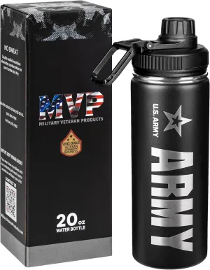 20oz US Army Water Bottle - Marine Corps Double Wall Vacuum Insulated Stainless Steel Great for PT and Outdoor Sports Like Hiking and Cycling-Army 20oz Water Bottle