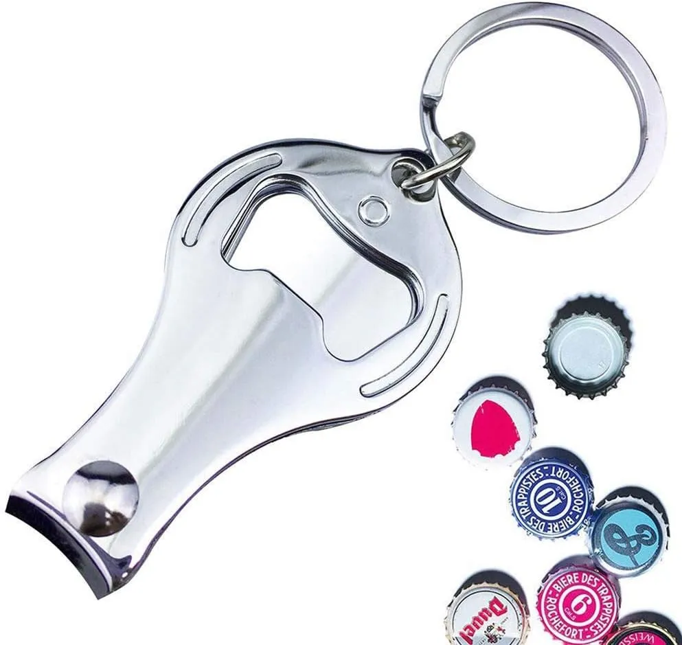 20pcs Personalized Bottle Opener Nail Clipper Keychain Versatile & Durable, Private Customized Party Favors Wedding Brewery Christmas Logo Engraved