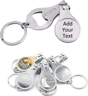 20pcs Personalized Bottle Opener Nail Clipper Keychain Versatile & Durable, Private Customized Party Favors Wedding Brewery Christmas Logo Engraved