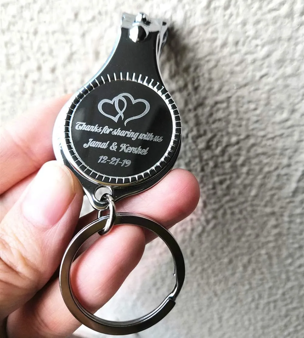 20pcs Personalized Bottle Opener Nail Clipper Keychain Versatile & Durable, Private Customized Party Favors Wedding Brewery Christmas Logo Engraved