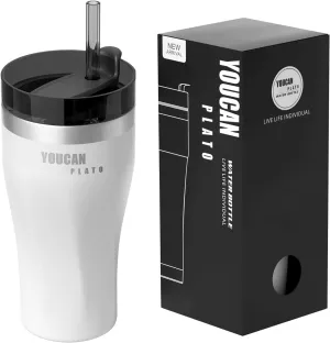 21 oz Insulated Tumbler with lid and Straw- Travel Coffee Mug- Coffee Cup-Stainless Steel Insulated Coffee Tumblers-Iced Coffee Tumbler-Double Vacuum Wall Insulated water cup for Hot and Cold,White…