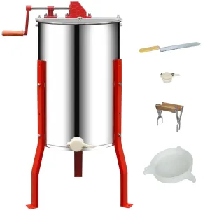 2/4 Frames Manual Honey Extractor Kit Include Frame Grip, Uncapping Knife and Double Sieve for Beekeeping Starter Harvest Honey