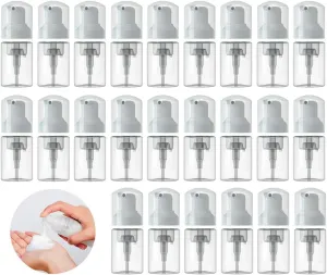 24 Pcs Empty Foam Pump Bottle 1oz/30ml Travel Size Plastic Pump Bottle Soap Bottle Portable Small Hand Sanitizer Dispenser Bottles, Refillable Clear Instant Foaming Bottles for Hand Lotion Shampoo