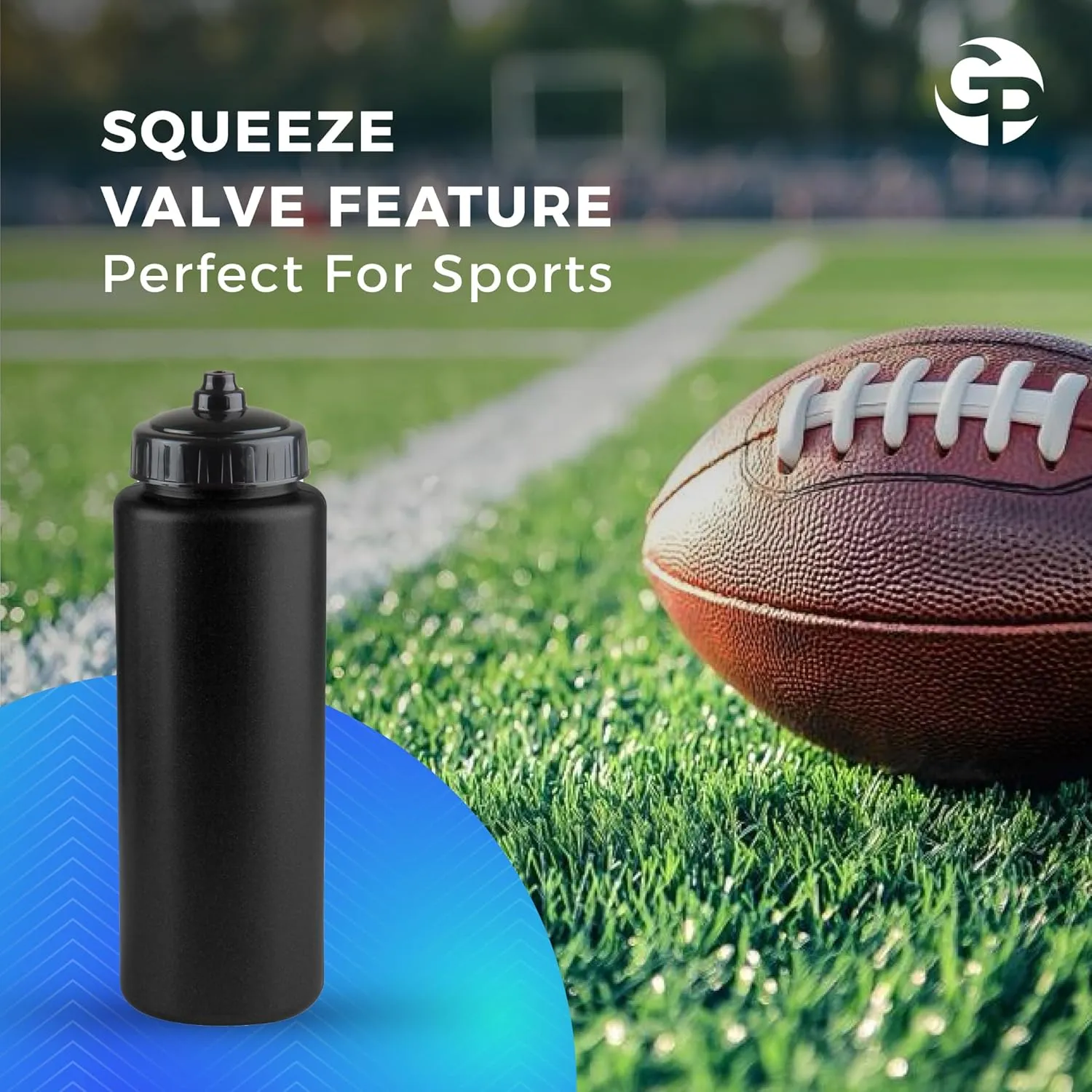 25-Pack, 32 oz Water Bottles, BPA Free Squeeze Bottle, Black Water Bottle with Black Lid, Made in USA by Gary Plastic Packaging