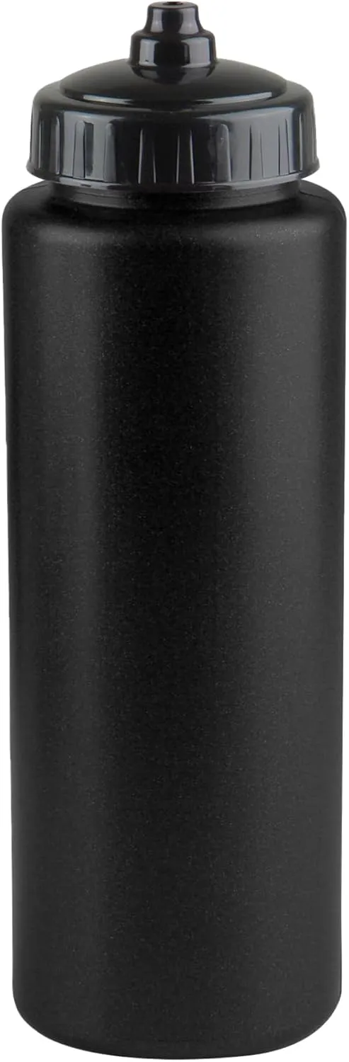25-Pack, 32 oz Water Bottles, BPA Free Squeeze Bottle, Black Water Bottle with Black Lid, Made in USA by Gary Plastic Packaging