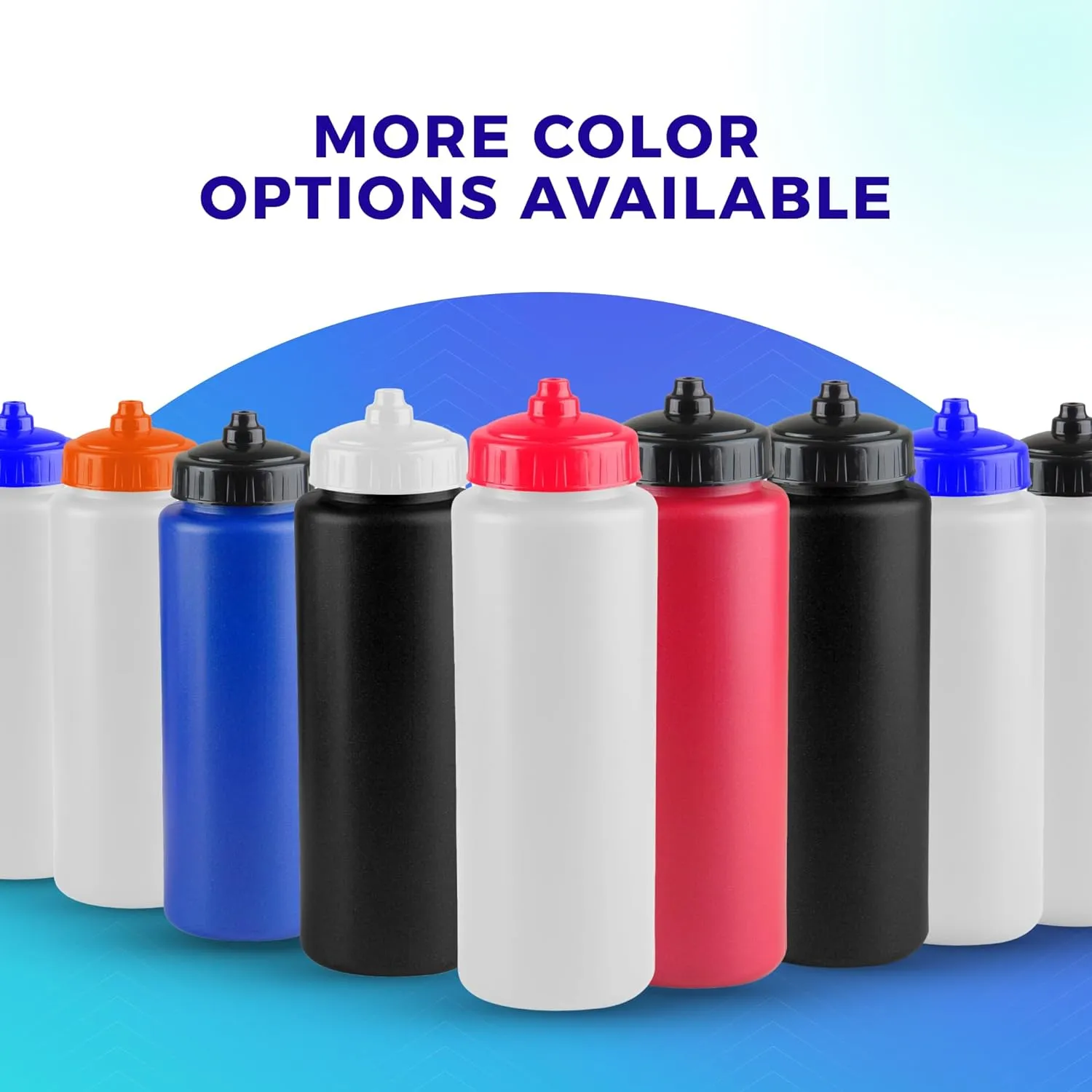 25-Pack, 32 oz Water Bottles, BPA Free Squeeze Bottle, Black Water Bottle with Black Lid, Made in USA by Gary Plastic Packaging
