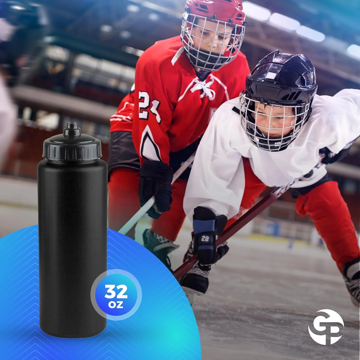25-Pack, 32 oz Water Bottles, BPA Free Squeeze Bottle, Black Water Bottle with Black Lid, Made in USA by Gary Plastic Packaging