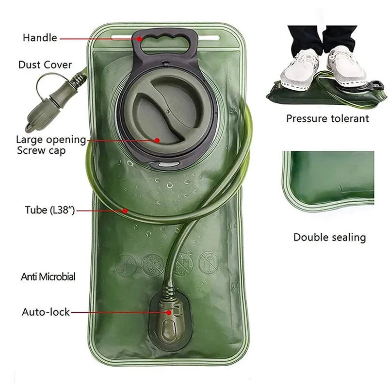 2L Water Bladder Hydration Backpack - Large Capacity EVA Water Reservoir for Running and Cycling