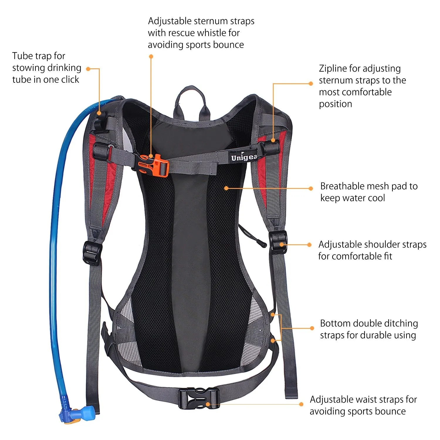2L Water Bladder Hydration Pack with 70 oz