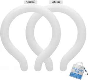 2PCS Neck Cooling Tube with Cold Insulated Bag,Reusable 18℃/64℉ Ice Neck Ring Wearable Body Cooling Products for Summer (White*2)