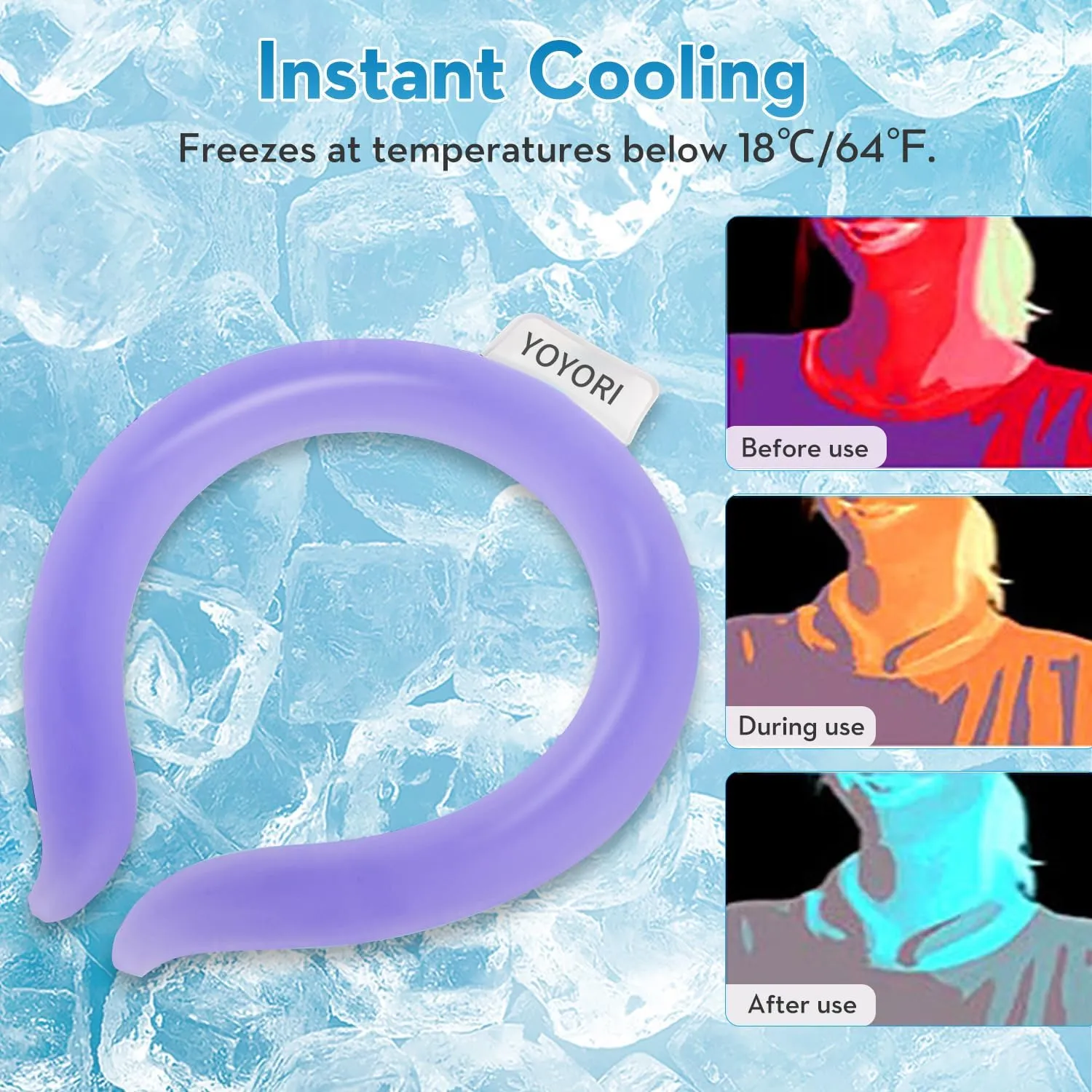 2PCS Neck Cooling Tube with Cold Insulated Bag,Reusable Ice Neck Ring Wearable Body Cooler Products for Summer Heat (Purple*2)
