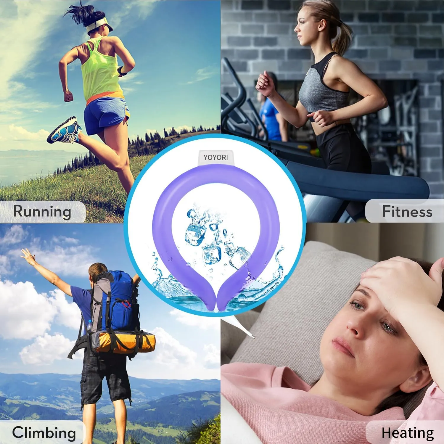 2PCS Neck Cooling Tube with Cold Insulated Bag,Reusable Ice Neck Ring Wearable Body Cooler Products for Summer Heat (Purple*2)