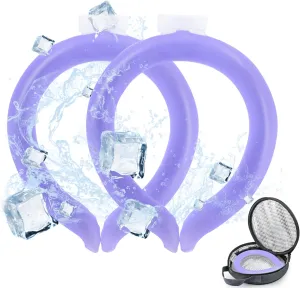 2PCS Neck Cooling Tube with Cold Insulated Bag,Reusable Ice Neck Ring Wearable Body Cooler Products for Summer Heat (Purple*2)