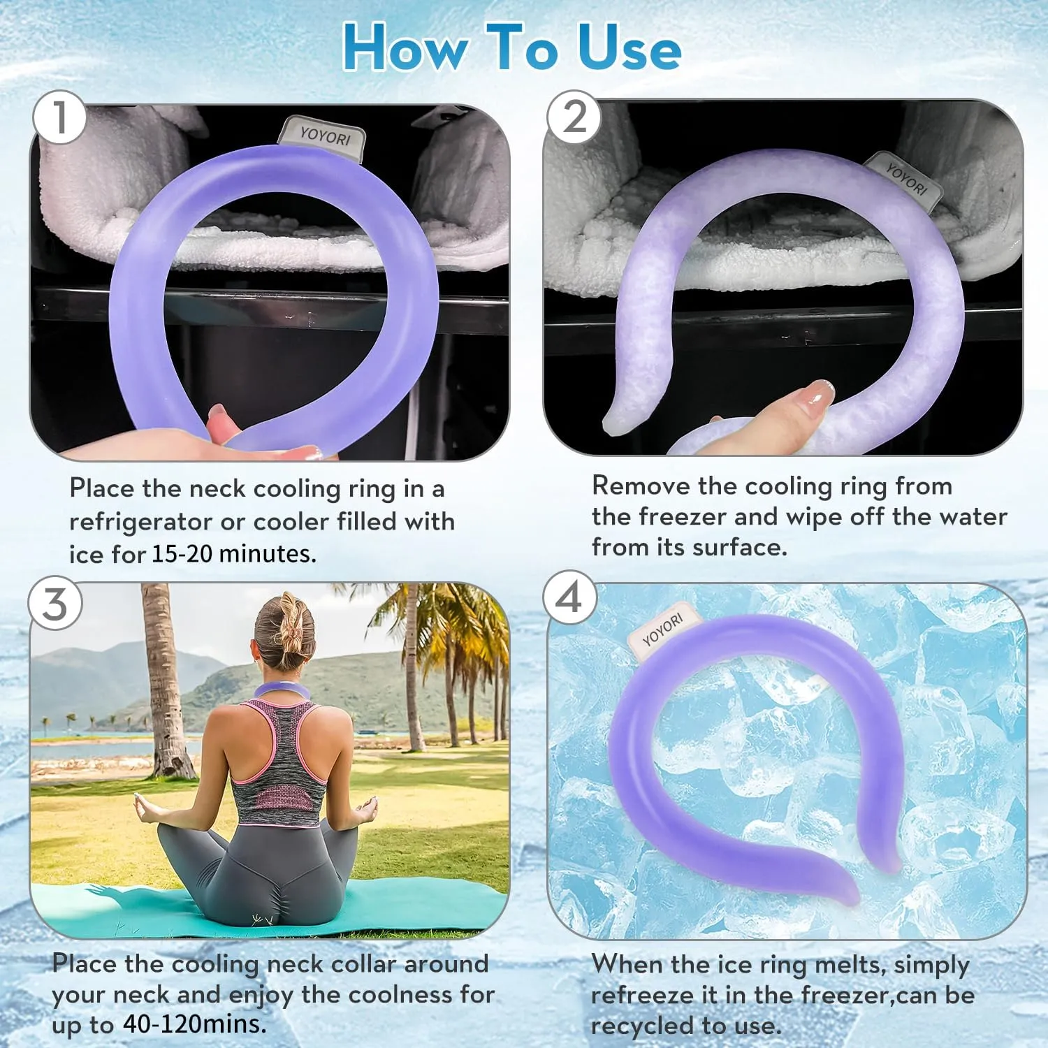 2PCS Neck Cooling Tube with Cold Insulated Bag,Reusable Ice Neck Ring Wearable Body Cooler Products for Summer Heat (Purple*2)
