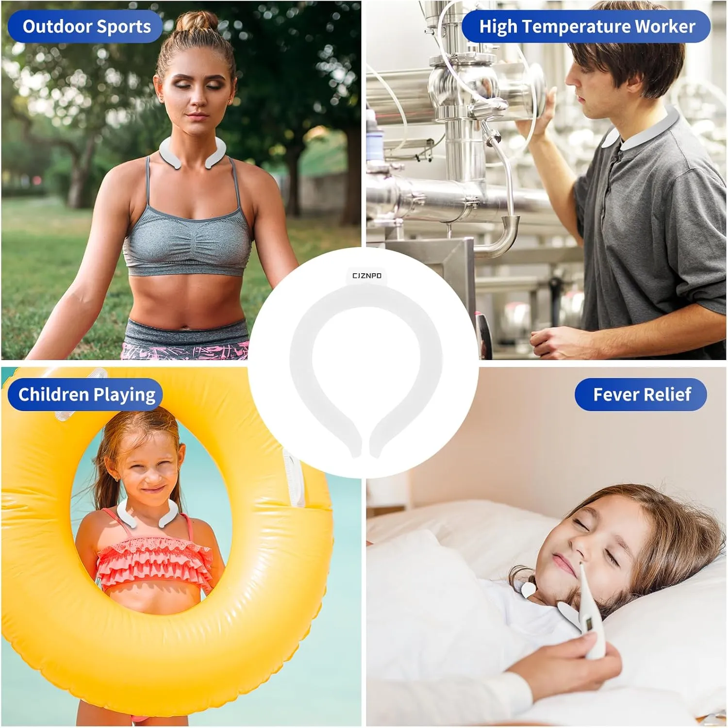 2PCS Neck Cooling Tube, with Insulated Bag, Wearable Ice Coolers Ring Keep Body Cool in Heat/Hot Weather,Reusable Neck Frozen Wraps for Summer in/Outdoor Sports.(Blue White)